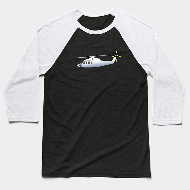 White and Grey Helicopter Baseball T-Shirt by NorseTech